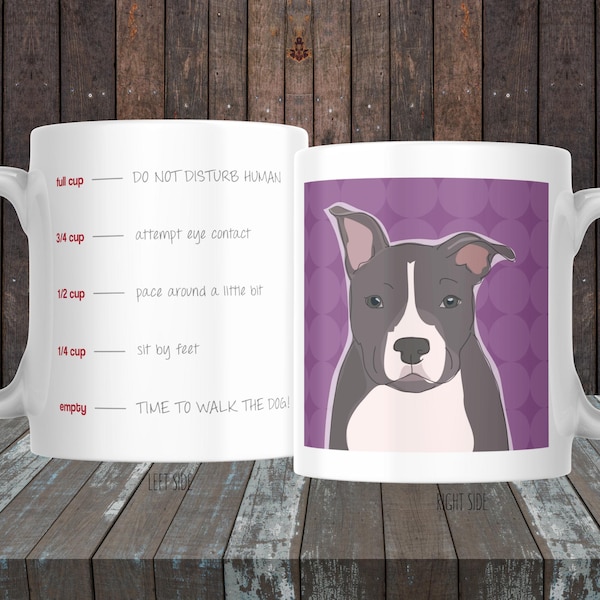 Pit Bull Mug with Morning Walk Countdown, Pitbull Gifts, Funny Dog Coffee Mugs