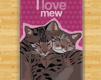 Cat Magnet - I Love Mew - Bengal Cats Say I Love You - Valentines Day - Cat Fridge Magnets