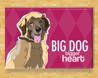 Leonberger Magnet - Big Dog Bigger Heart - Leonberger Gifts Funny Dog Fridge Magnets