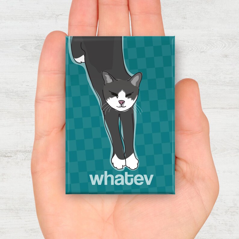 Funny Cat Magnet, Fridge Magnets with Cats, Gray Kitty Says Whatev image 6