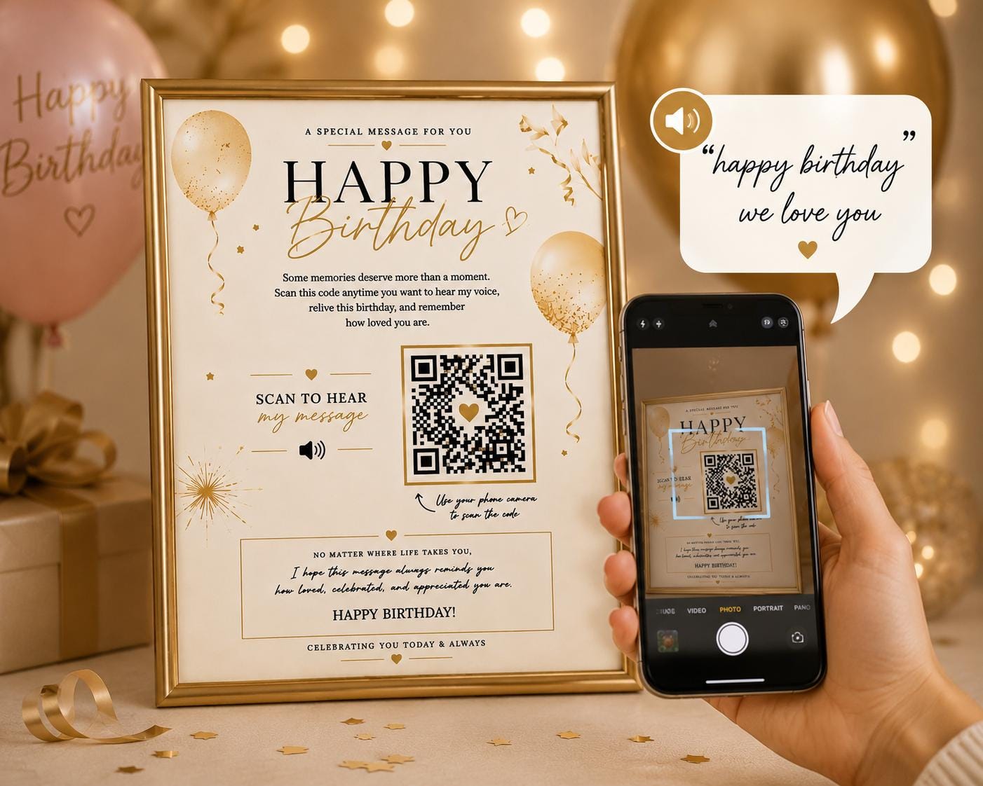 Personalized Birthday Voice Message QR Code Keepsake (digital Download ...