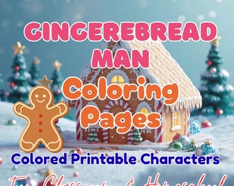 Gingerbread Man Coloring Pages | Christmas Kids Activity (Digital Download)
