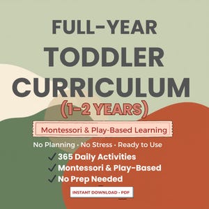 Toddler Daily Activity Curriculum (1–2 Years) | Full Year Montessori Lesson Plans | 365 Day Play-Based PDF