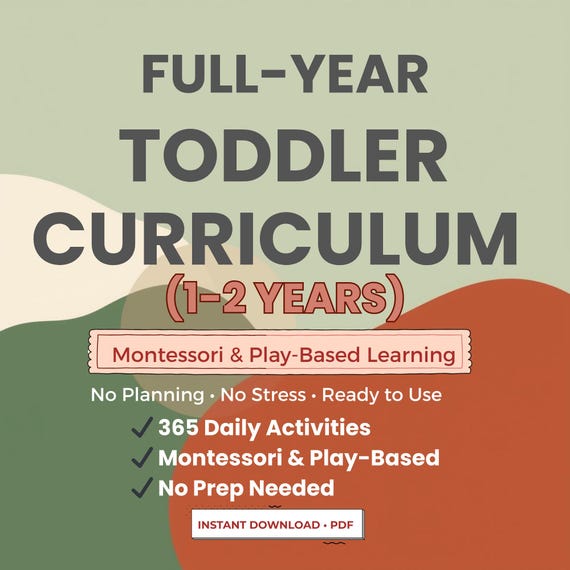 Toddler Daily Activity Curriculum (1–2 Years) | Full Year Montessori Lesson Plans | 365 Day Play-Based PDF