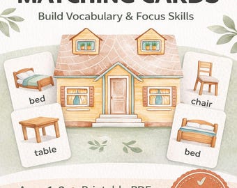 Parts of the House Matching Cards – Toddler Vocabulary Activity (Printable PDF)