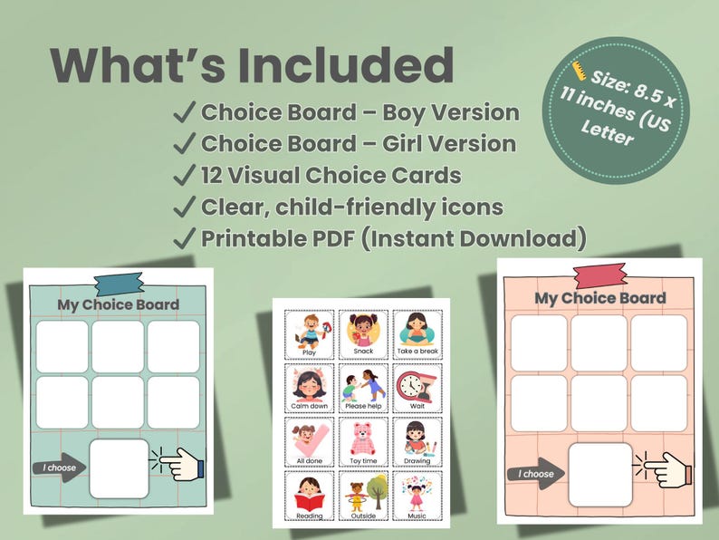 Visual Choice Card Visual Choice Board for Toddlers With Autism | Reduce Frustration ...
