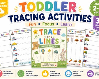 Toddler Tracing Activities Workbook | Fine Motor Skills, Shapes, Numbers (PDF Download)