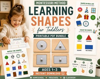 Learning Shapes for Toddlers Printable PDF | Montessori Shape Activities | Shape Recognition | Preschool Busy Book | Ages 1–3