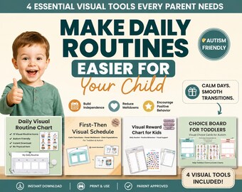 Autism Visual Routine Charts | Toddler Daily Schedule Bundle to Support Calm Routines (Printable PDF)