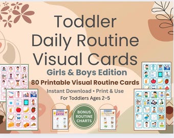 Visual Schedule Cards for Toddlers | 80 Daily Routine Cards, Special Needs Printable PDF