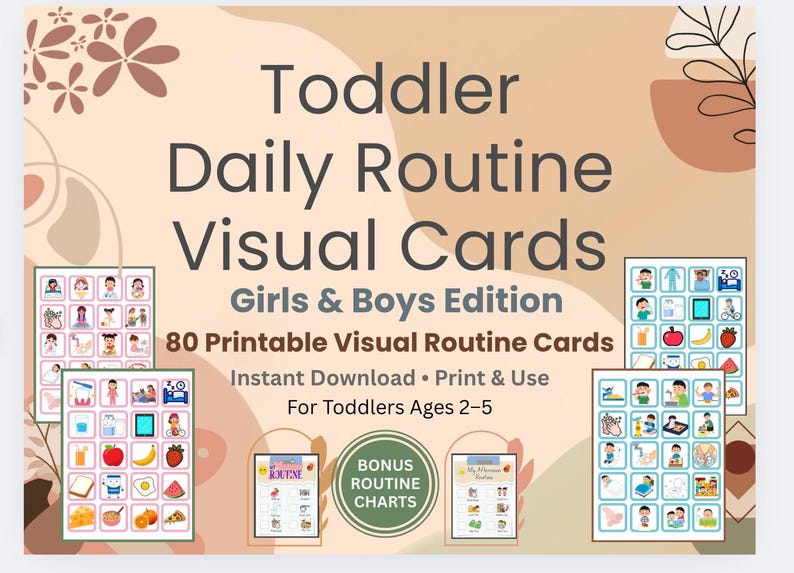 Visual Schedule Cards for Toddlers | 80 Daily Routine Cards, Special ...