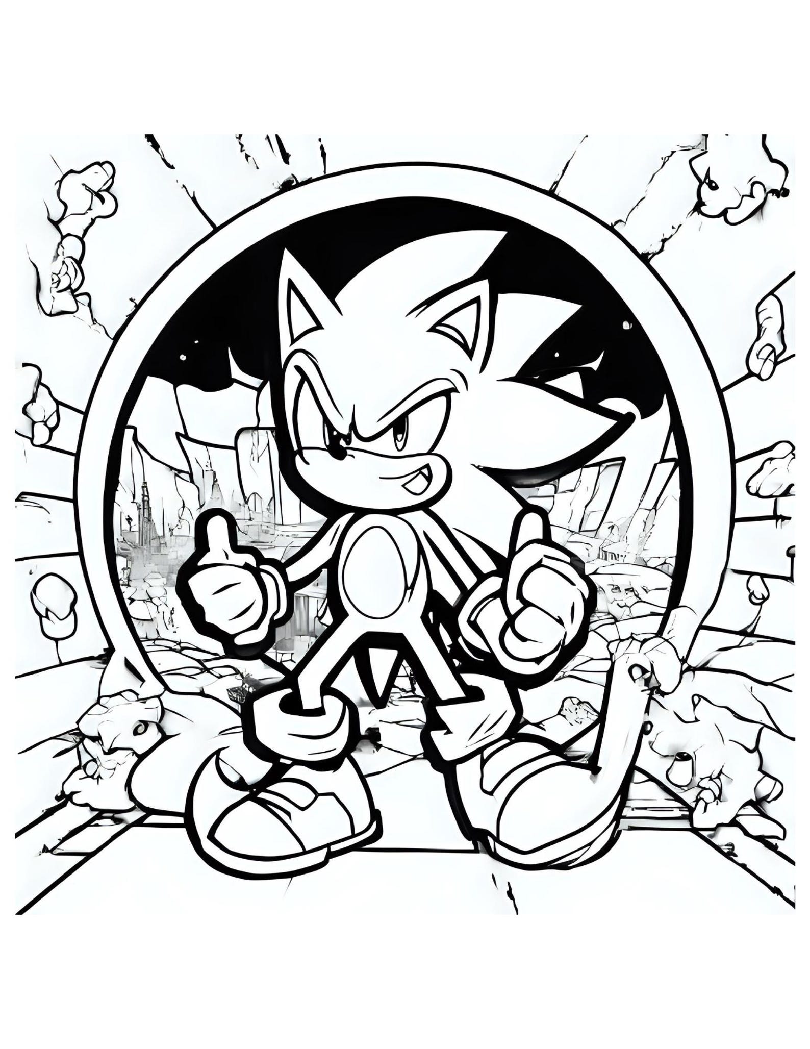Super Sonic Coloring Book | 50 Action Pages for Kids &amp; Adults ...