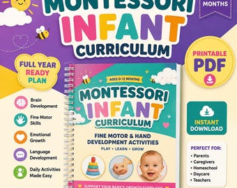 Montessori Infant Curriculum | 12 Month Printable Activities PDF | Fine Motor & Hand Development for Babies