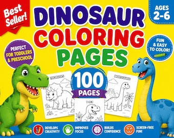 100 Dinosaur Coloring Pages | Printable Dino Activity Book for Kids (PDF)