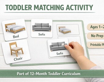 Toddler Furniture Matching Cards | Montessori Activity Ages 1-2 (Printable PDF)