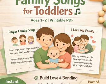 Family Songs for Toddlers Printable | Ages 1-2 Circle Time Learning (PDF)