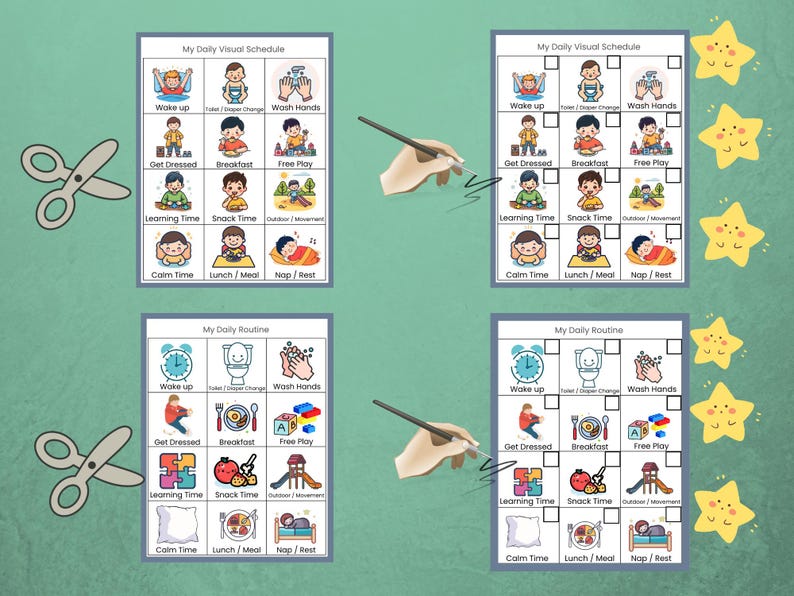 Visual Routine Chart for Toddlers With Autism & ADHD | Daily Schedule ...