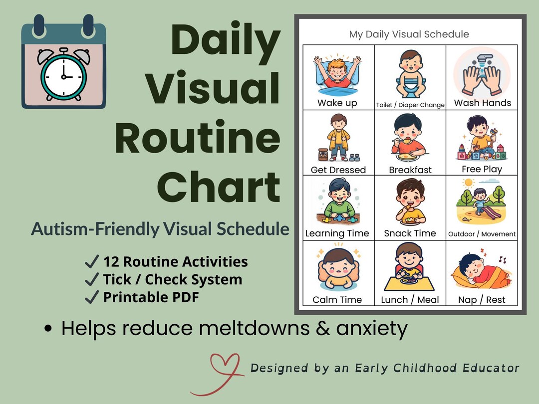 Visual Routine Chart for Toddlers With Autism & ADHD | Daily Schedule ...