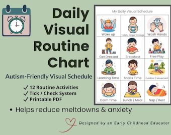 Visual Routine Chart for Toddlers with Autism & ADHD | Daily Schedule Cards, Printable PDF