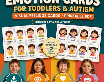 Emotion Cards for Toddlers with Autism | Visual Supports for Emotional Regulation (Printable PDF)