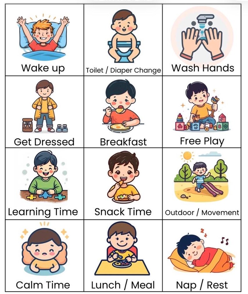 Snack Routine Visual Toddler Daily Routine Chart | Visual Schedule, Montessori Learning (PDF ...