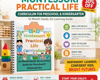 Montessori Practical Life Curriculum | 12-Month Preschool Printable Lesson Plan Ages 3-6