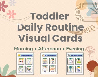 Toddler Daily Routine Visual Cards | Morning Afternoon Evening Schedule | Printable 8.5x11 | Ages 1–3