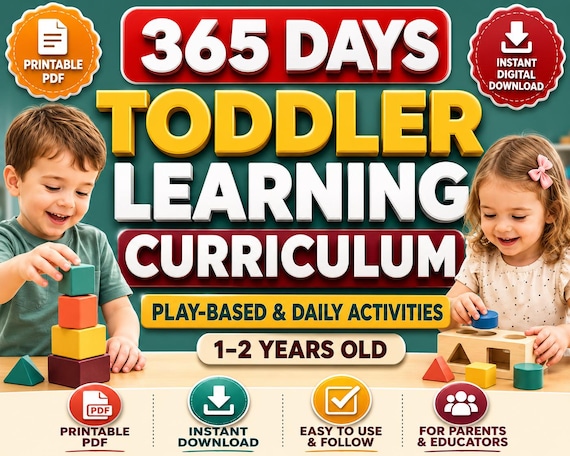 365 Days TODDLER LEARNING Curriculum l Play-based Daily Activities for Ages 1-2 lPrintable PDF