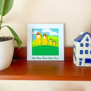 carte faite main faite main personnalisée de baby shower de famille de | Créations 3D en couches découpées dans du papier | Décoration murale minimaliste | Cadeau pour chambre d'enfant | Boîte d'ombre