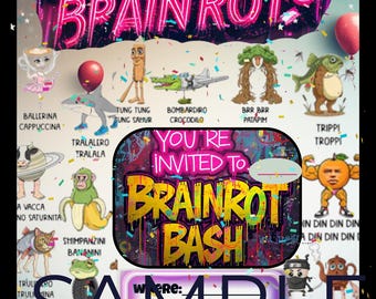 gamer brain, rot, party invitation 15pk including envelopes