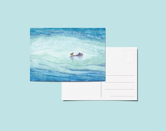 Hand Painted Hippo Postcard, Endangered Species Art (4x6)