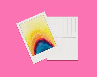 Original watercolor flame painting, Hand painted postcard, Our Planet Week, Through the fire, Polaroid art, Nature watercolor, 4x6, Abstract