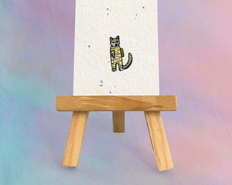 Mummy cat bookmark, Watercolor cat bookmark, Hand painted bookmark, Egyptian cat bookmark, Grey and white cat, cat lover bookmark, cat art