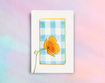 Golden Poppy Card: Gingham California Greeting