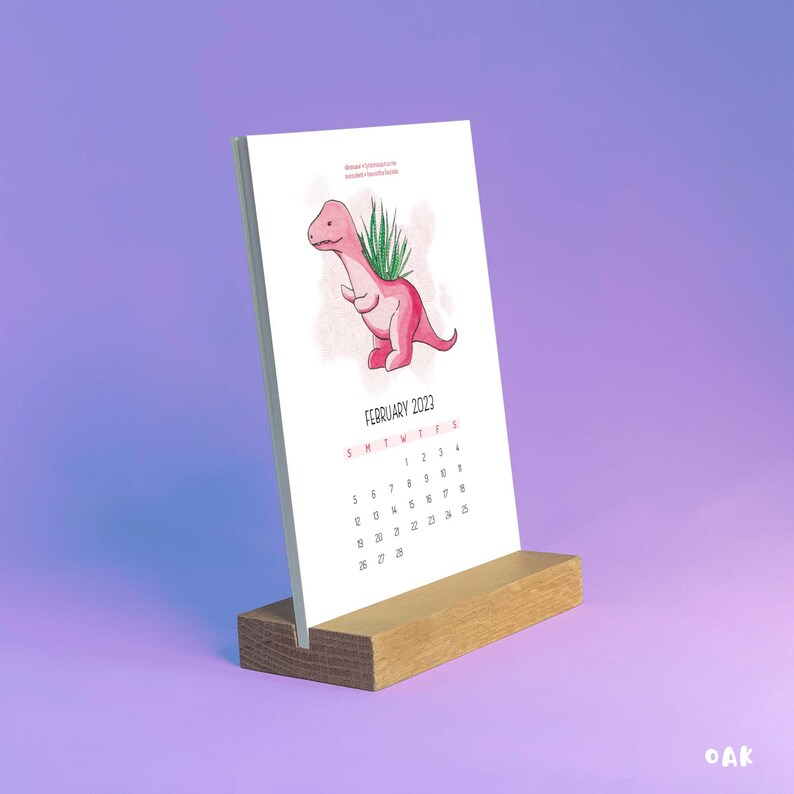 2024 Desk Calendar Dinosaur Calendar 2024 Vertical Desk Etsy