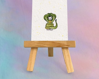 Snake cat bookmark, Original watercolor bookmark, Hand painted bookmark, Halloween cat bookmark, White cat watercolor, watercolor kitty