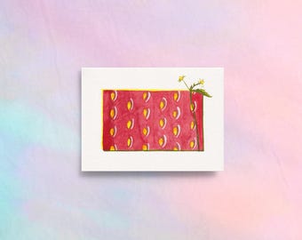 Strawberry Pattern Greeting Card: Leaf Note Card