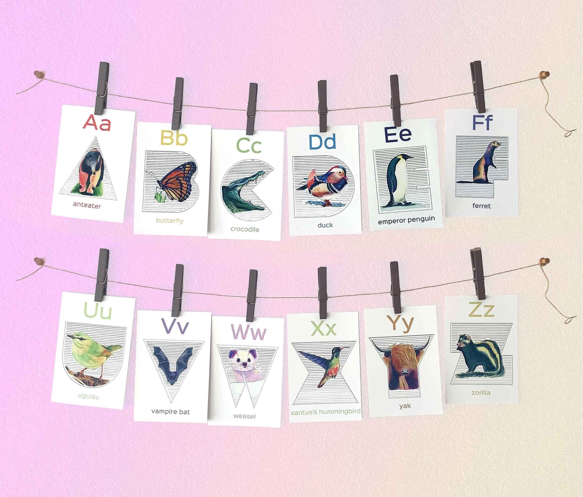 ABC Animal Flashcards 4x6 Animal Print Alphabet Playroom - Etsy