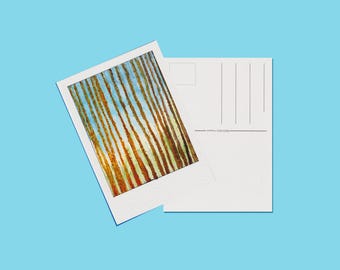 Original watercolor trees painting, Hand painted forest postcard, Within the Trees, Polaroid art, Watercolor abstract woods painting, 4x6