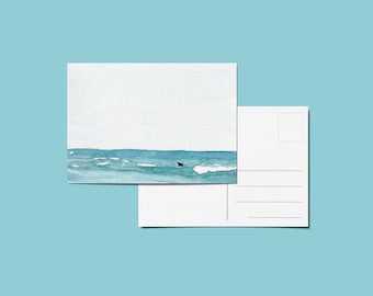 Hand-Painted Vaquita Postcard, Original Watercolor Dolphin Art