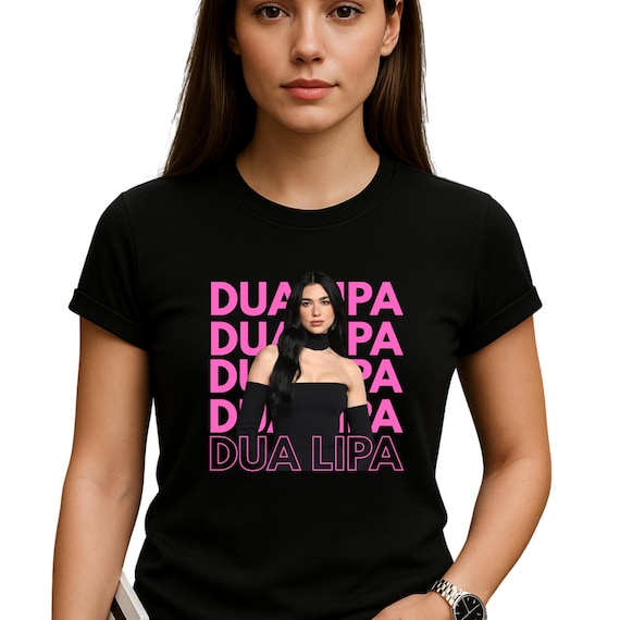 Dua Lipa Tour Merch Graphic T shirt Vintage Black Crew Neck