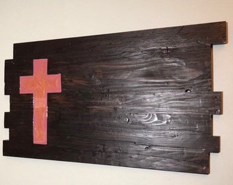 Rustic Cross Wood Panel, Rose Gold Resin Cross, Wooden Cross, Cross Cutout Wood Cross Sign