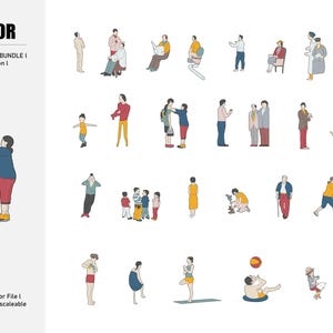People Vector Illustration l Flat Vector Cutout People l Set of People illustration l People Bundle l People Vector Pack l Shower,young,old