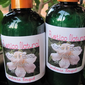 Hands & Body Lotion. GARDENIA Scent.  Dry Skin Moisturizer. Vegan Lotion. All Natural. Handmade. 8 Oz.