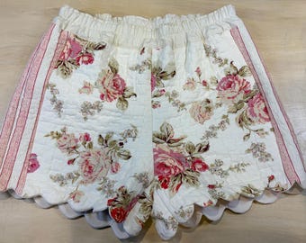 Repurposed Quilt Shorts: Boho Patchwork Cotton Loungewear sz med
