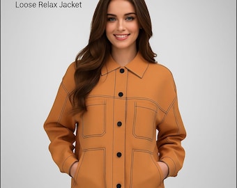 Workwear Jacket Sewing Pattern: Drop Shoulder, Button Front (Digital Download)