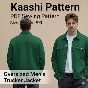 Oversized Men’s Trucker Jacket PDF Sewing Pattern | Denim Jacket Pattern XXS–5XL image 11