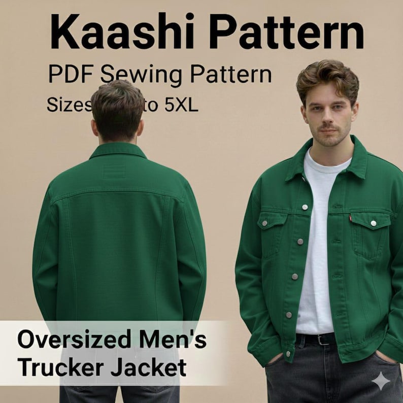 Oversized Men’s Trucker Jacket PDF Sewing Pattern | Denim Jacket Pattern XXS–5XL image 11