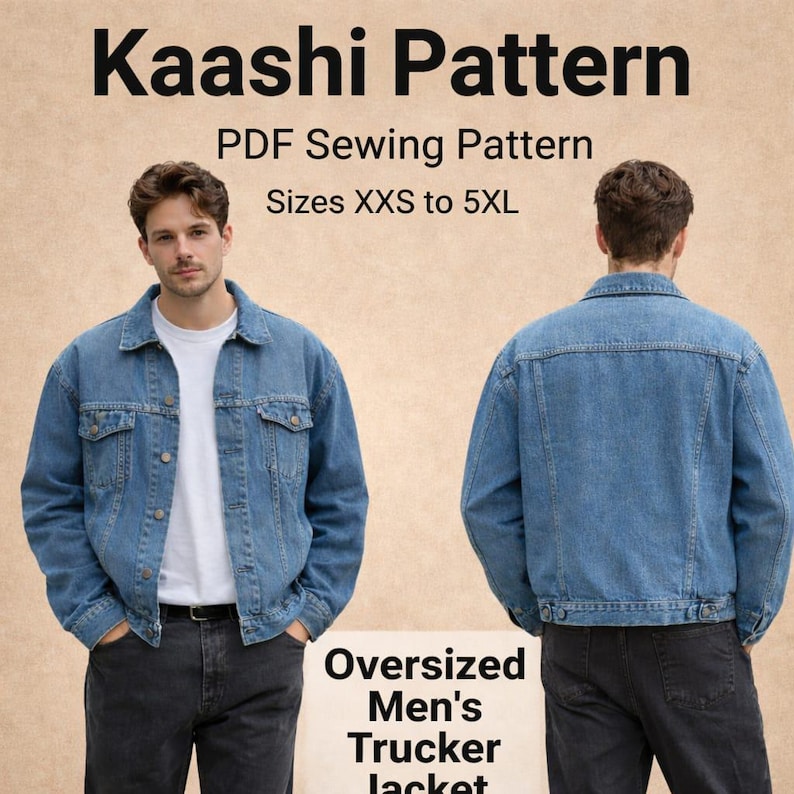 Oversized Men’s Trucker Jacket PDF Sewing Pattern | Denim Jacket Pattern XXS–5XL image 9