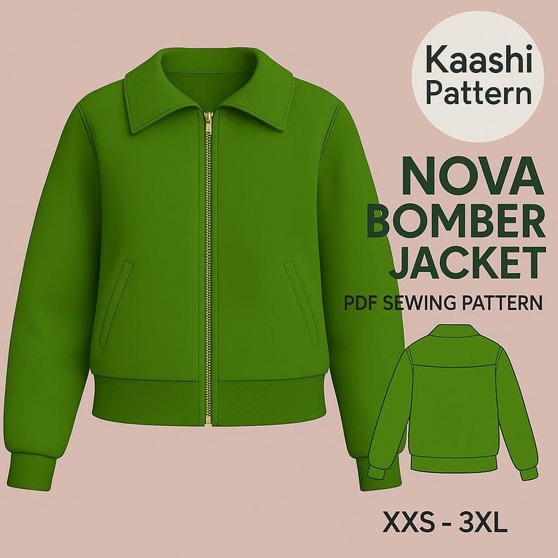 Nova Bomber Jacket Sewing Pattern: Oversized Collar (PDF Download) - Etsy